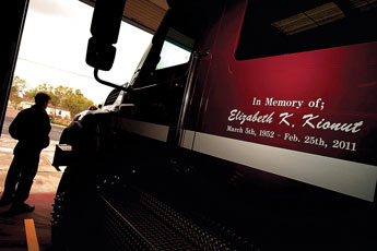 A new rig for the Fort Wingate Fire Department is adorned with dedications of two firefighters the firehouse lost recently. &nbsp;&copy; 2011 Gallup Independent / Adron Gardner
